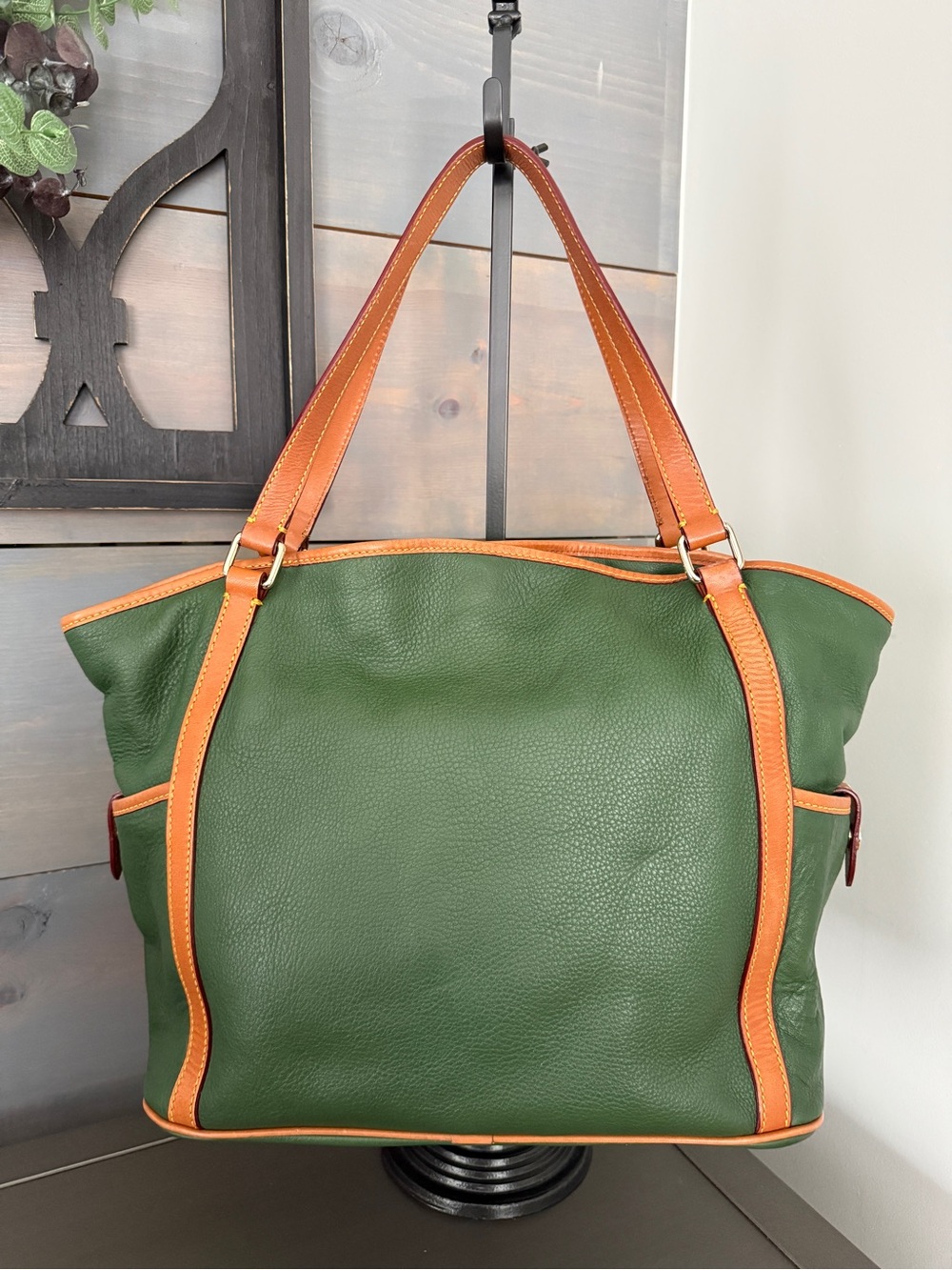Dooney & Bourke Green Leather Satchel - Picture 2 of 11